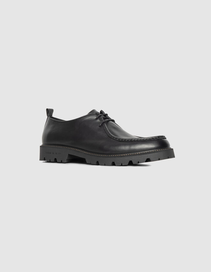 Derbies &agrave; plateau noirs cuir Homme