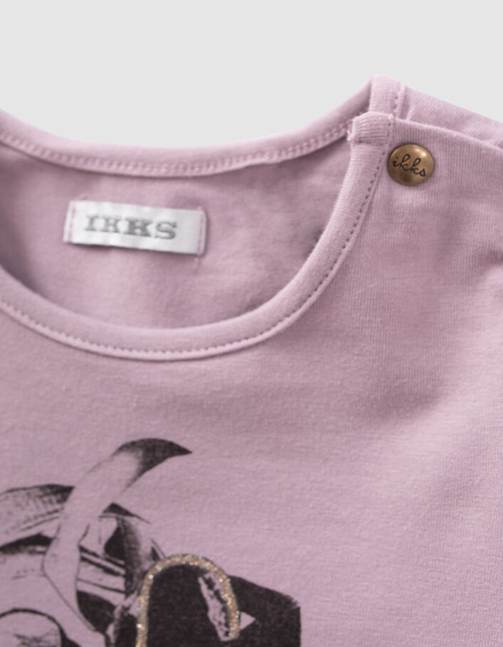 T-shirt parme visuels chaussures b&eacute;b&eacute; fille