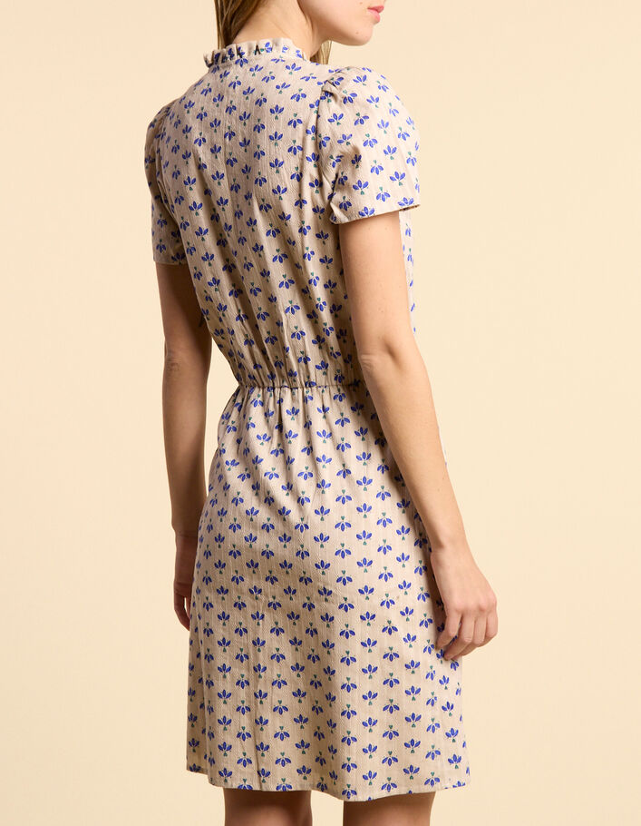 Robe blanc cass&eacute; imprim&eacute; p&eacute;tales bleus I.Code