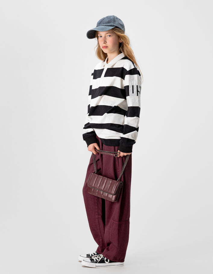 Sac &agrave; main bordeaux bordure microbilles fille