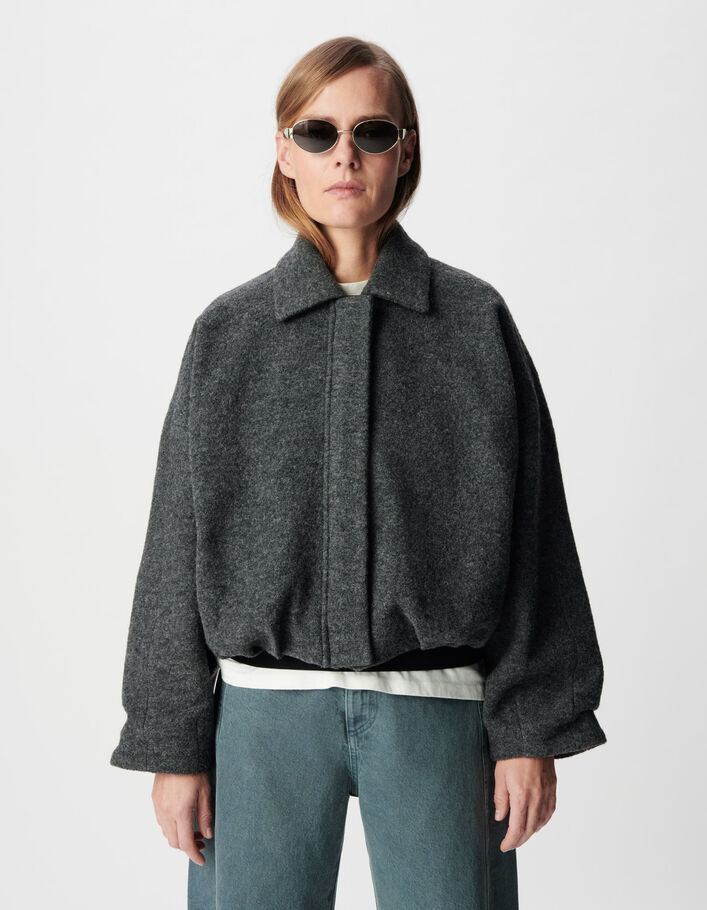 Blouson oversize gris laine bouillie Femme