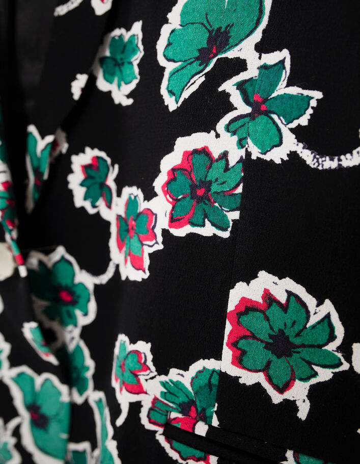 Veste de costume noire imprim&eacute; green flowers Femme