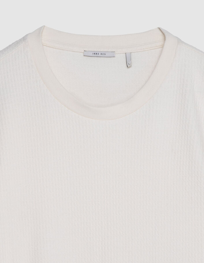 T-shirt col rond &eacute;cru coton bio avec relief Homme