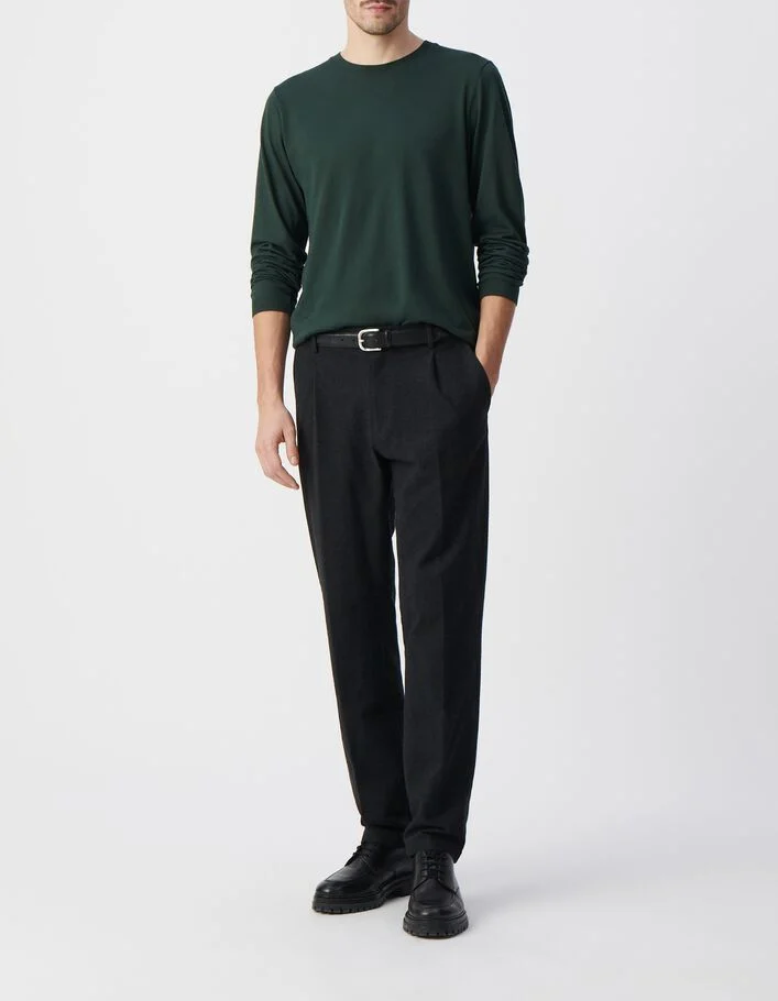 T-shirt vert L'Essentiel coton modal col rond Homme