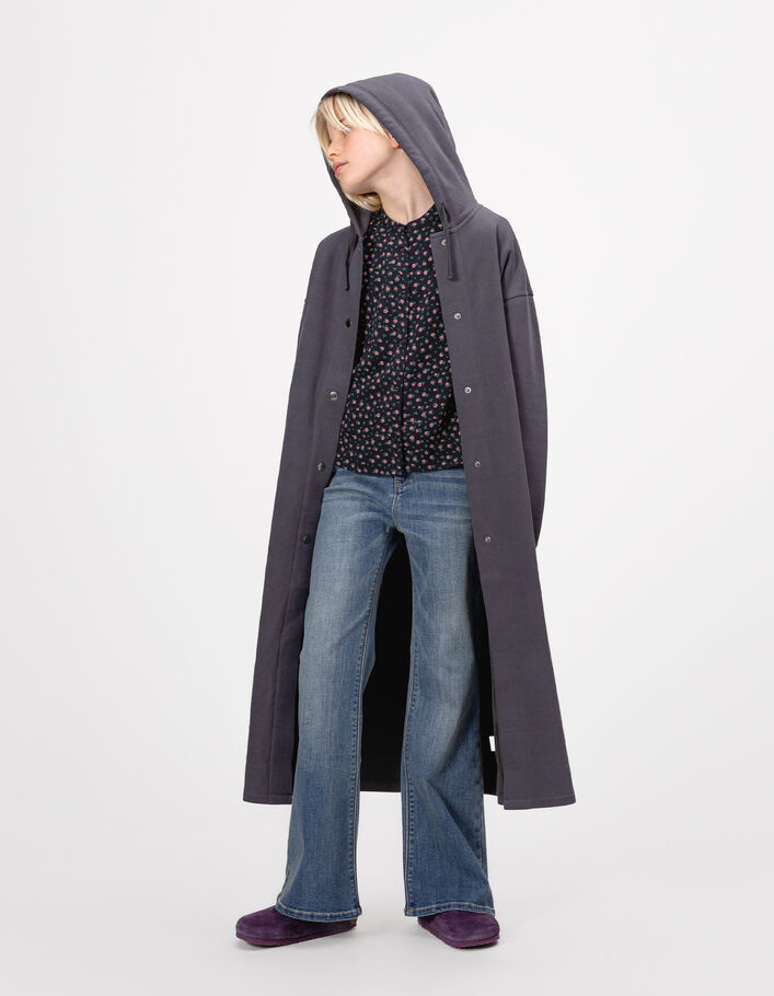 Cardigan &agrave; capuche gris longueur midi fille