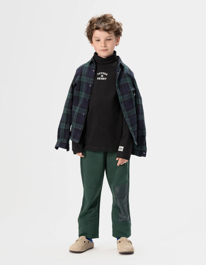 Pantalon de jogging vert poche bi-mati&egrave;re gar&ccedil;on