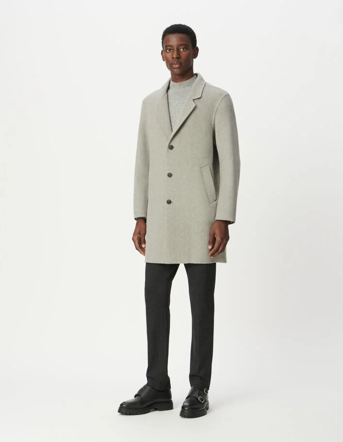 Manteau gris parementure amovible &agrave; capuche Homme