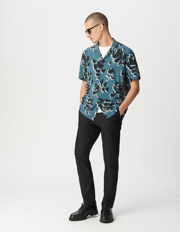 Chemise regular bleue imprim&eacute; arty floral Homme