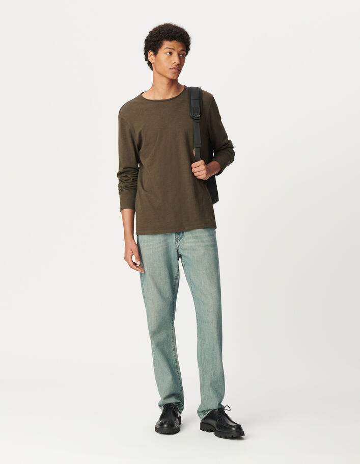 T-shirt L'Essentiel kaki coton bio manches longues Homme