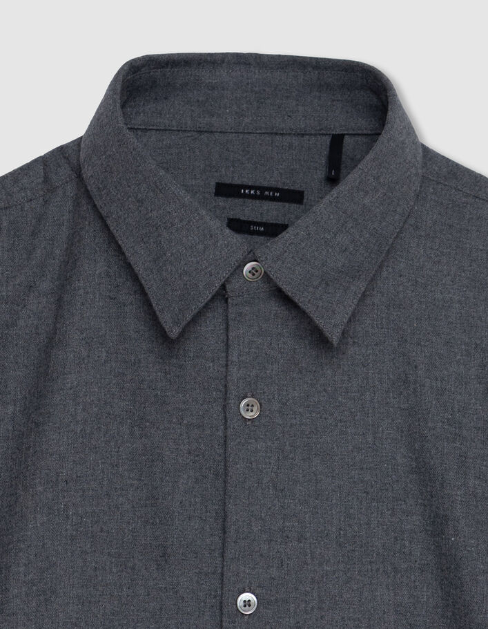 Chemise slim grise en flanelle de coton Homme