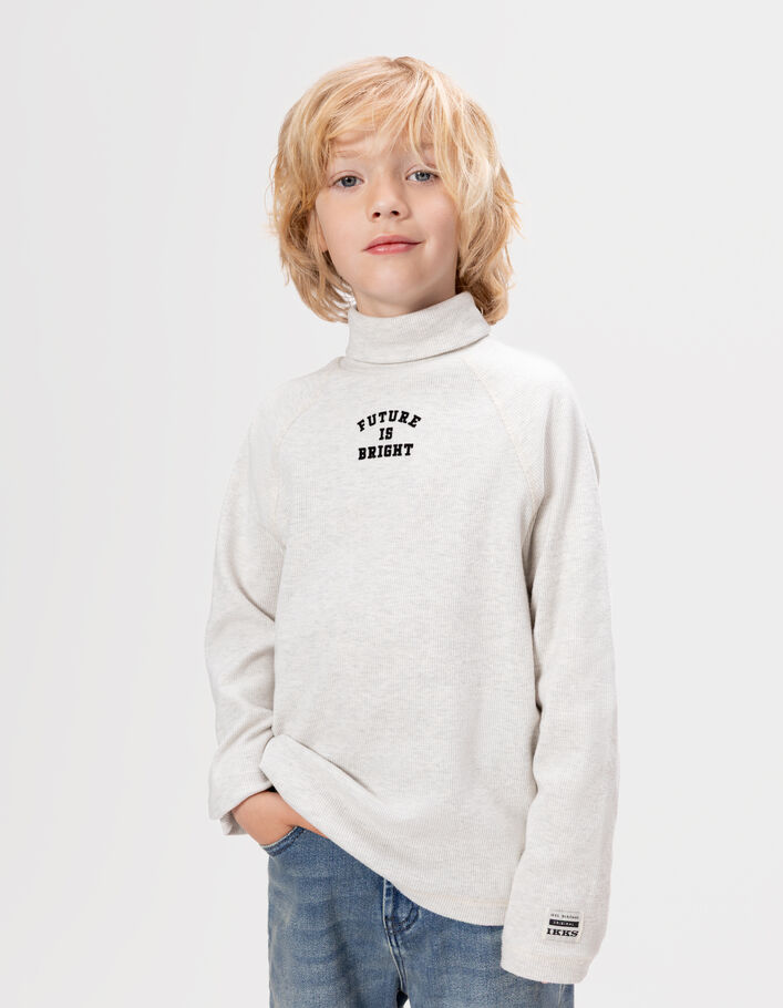 T-shirt manches longues gris col roul&eacute; gar&ccedil;on
