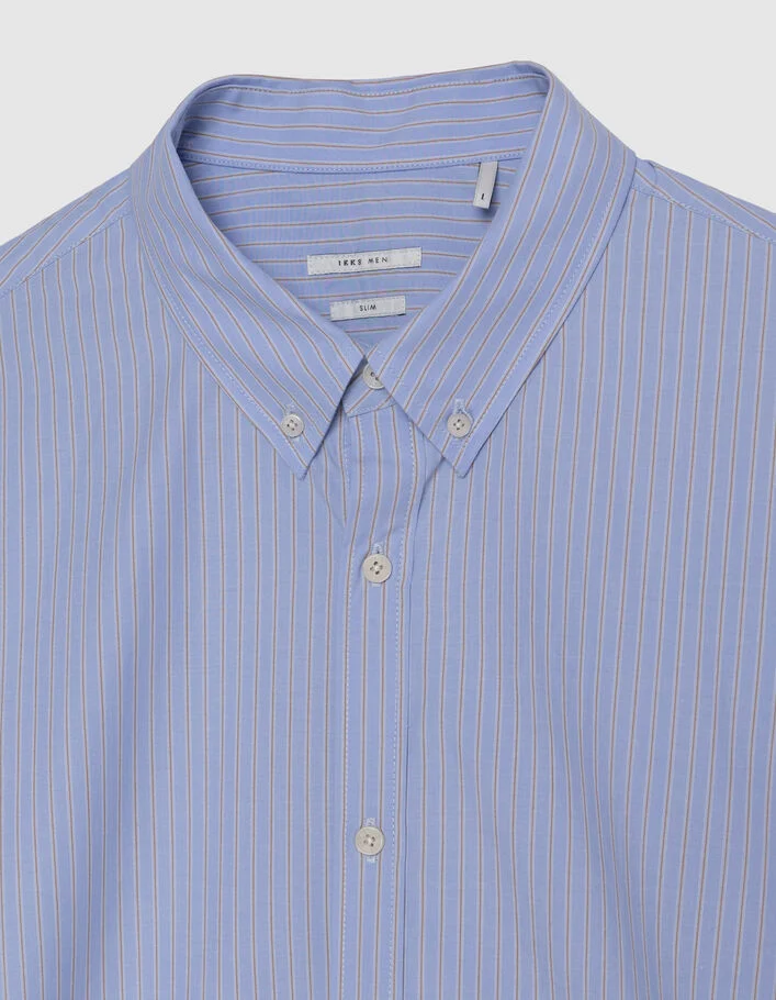 Chemise slim bleue coton bio motif rayures Homme