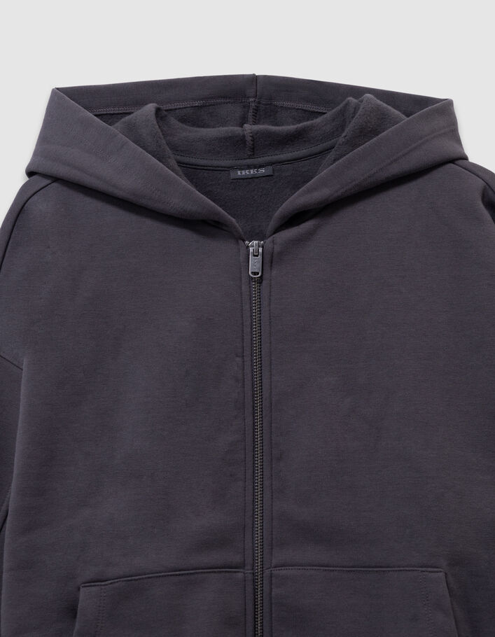 Cardigan &agrave; capuche gris zipp&eacute; oversize gar&ccedil;on