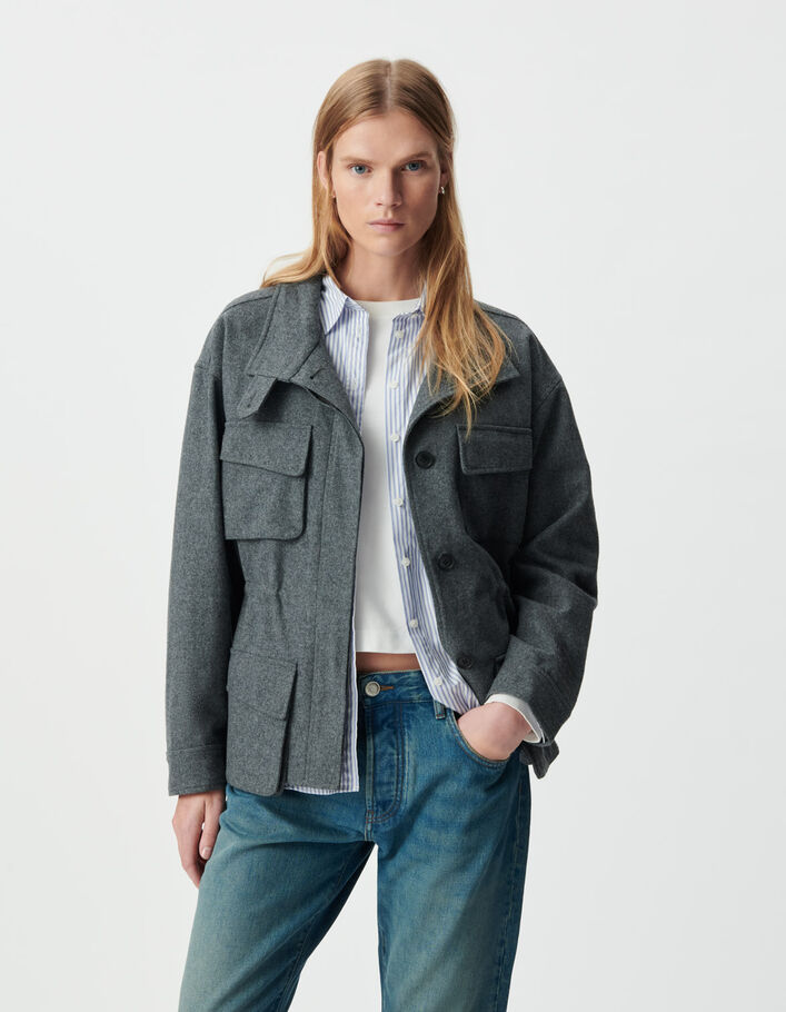 Veste surchemise grise flanelle Femme