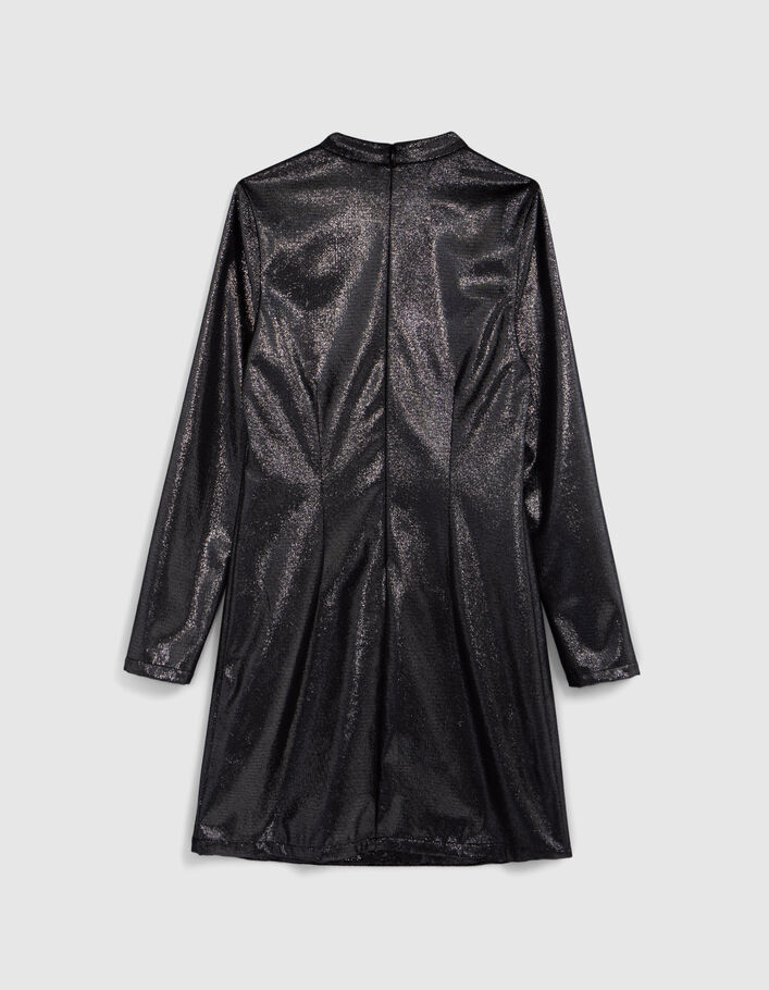 Robe noire velours paillet&eacute; col montant fille