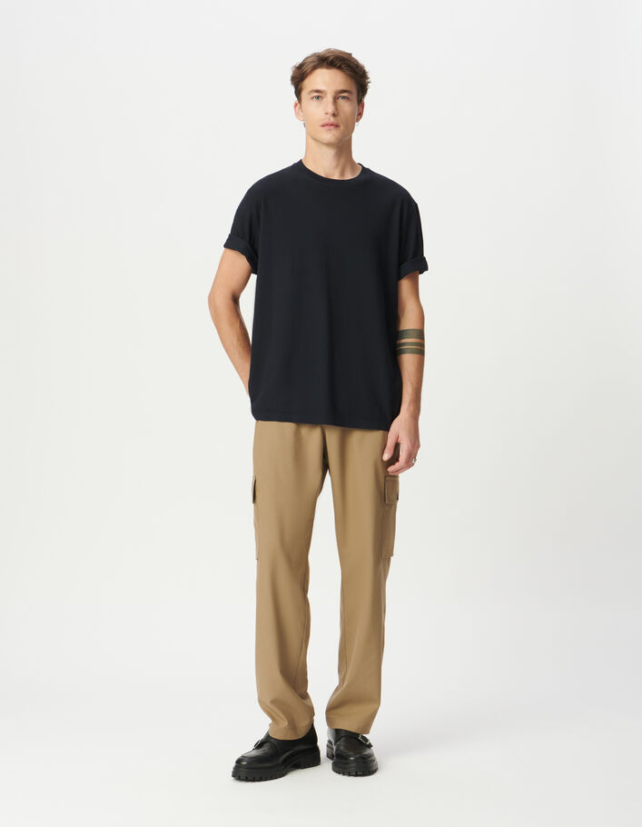 T-shirt marine col rond manches courtes Homme