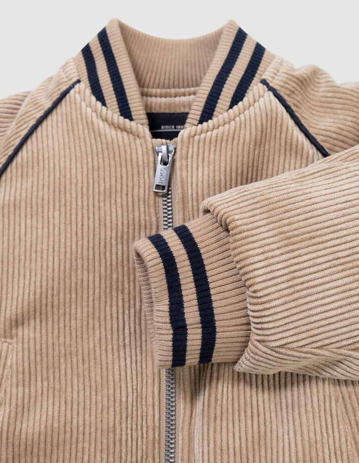 Blouson beige velours c&ocirc;tel&eacute; esprit teddy gar&ccedil;on