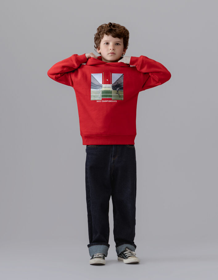 Sweat &agrave; capuche rouge visuel lenticulaire gar&ccedil;on