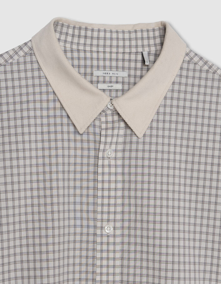 Chemise regular &eacute;crue coton bio motif carreaux Homme