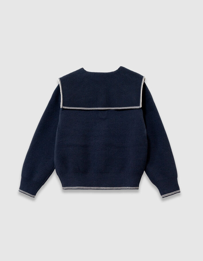 Pull marine tricot col marin fille
