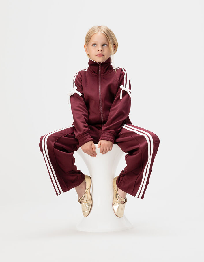 Pantalon de jogging bordeaux rayures blanches fille