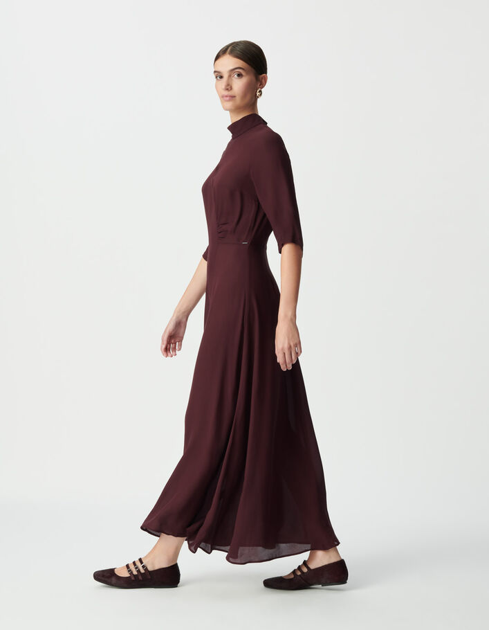 Robe longue bordeaux col montant Femme