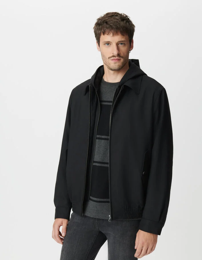 Blouson noir parementure noire amovible Homme
