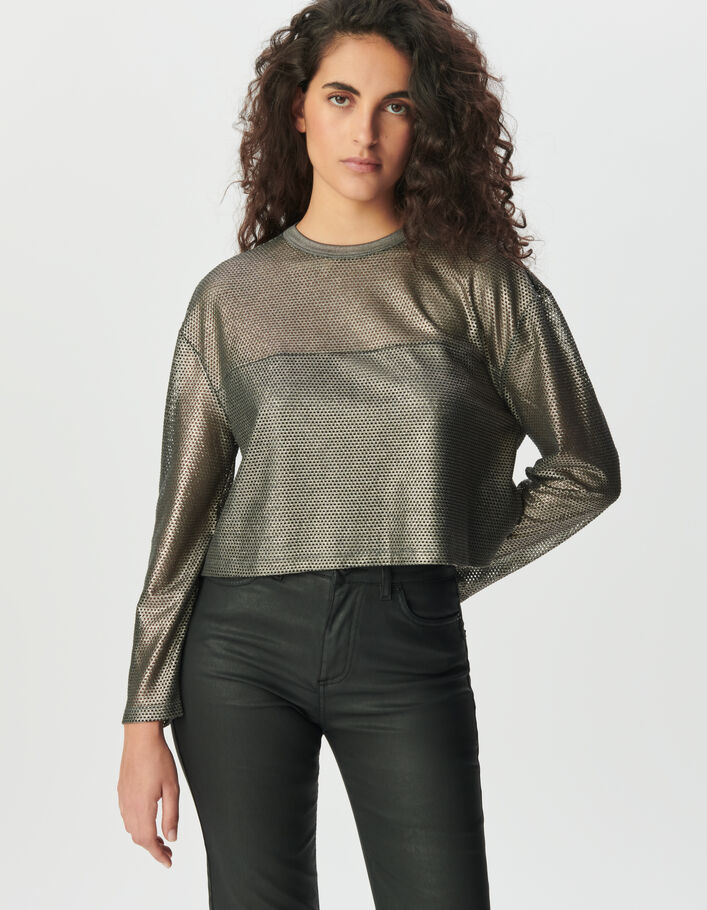 Sweat en r&eacute;sille anthracite Femme