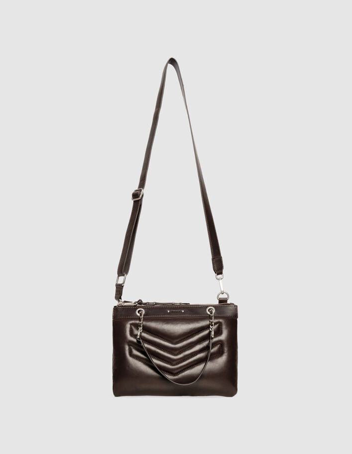 Sac pochette 1440 Reporter marron cuir matelass&eacute; Femme
