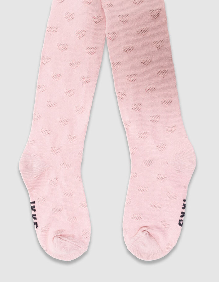 Collants rose tricot jacquard motif noeuds fille