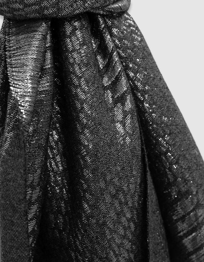 Foulard gris jacquard motif python m&eacute;tallis&eacute; Femme