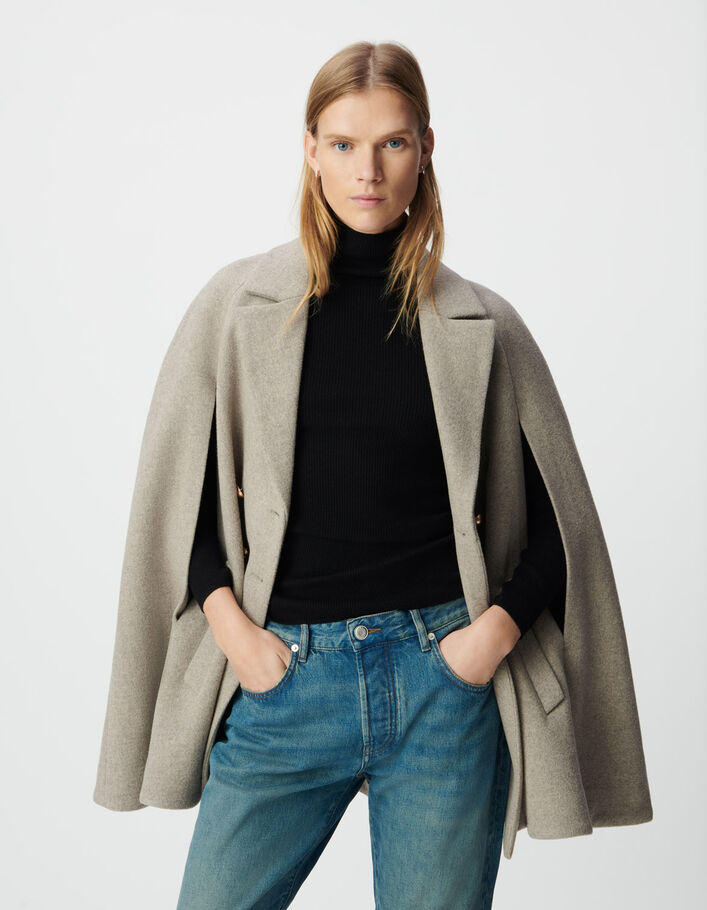 Manteau cape beige double boutonnage Femme