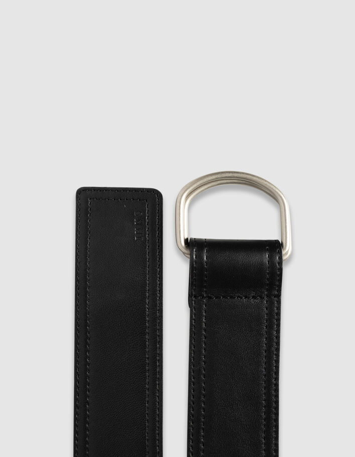 Ceinture robe noire cuir double anneaux Femme