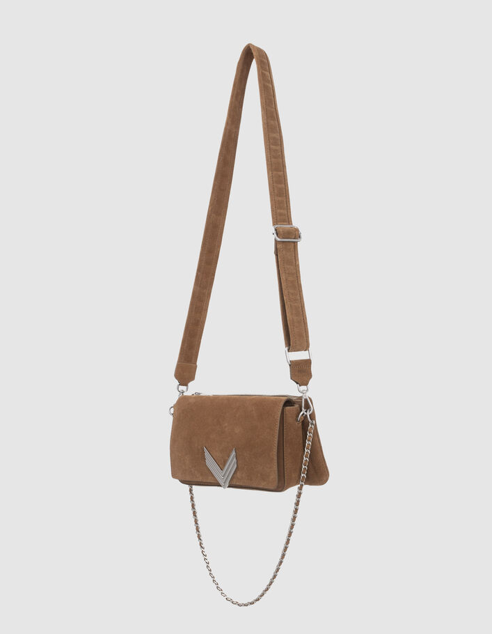 Sac Le 111 Staten Island camel cuir velours Femme