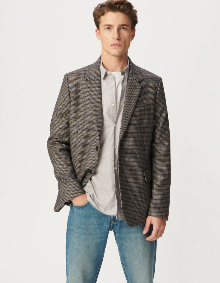 Blazer beige motif pied-de-poule Homme