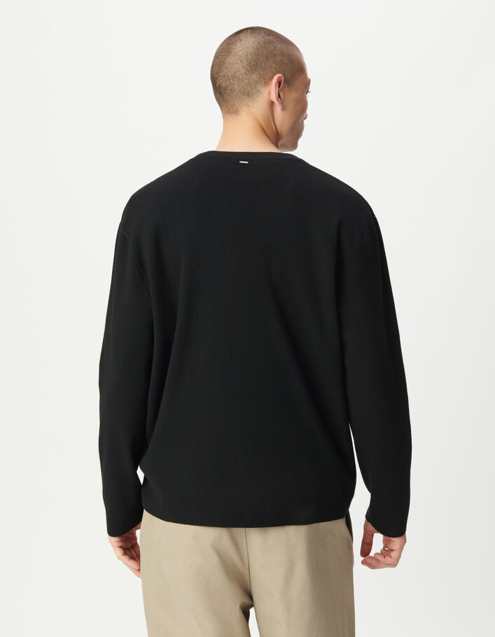 Cardigan noir tricot boutonn&eacute; Homme