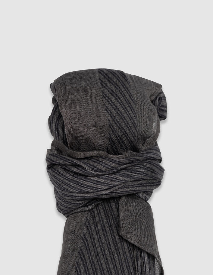Foulard gris motif rayures marine Homme