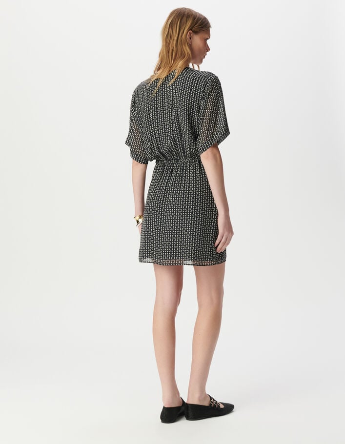 Robe fluide noire imprim&eacute; mini-g&eacute;om&eacute;trique