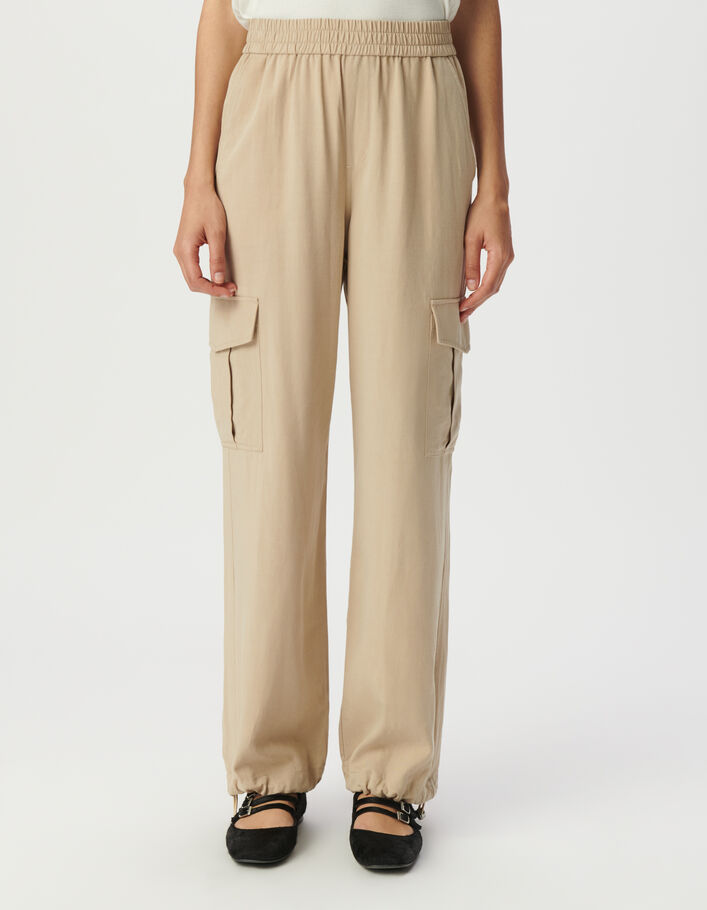 Pantalon jogging fluide beige esprit battle Femme