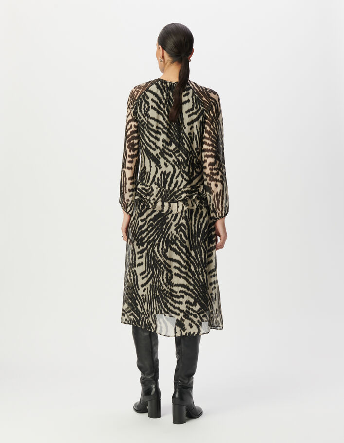 Robe longue noire imprim&eacute; z&egrave;bre Femme