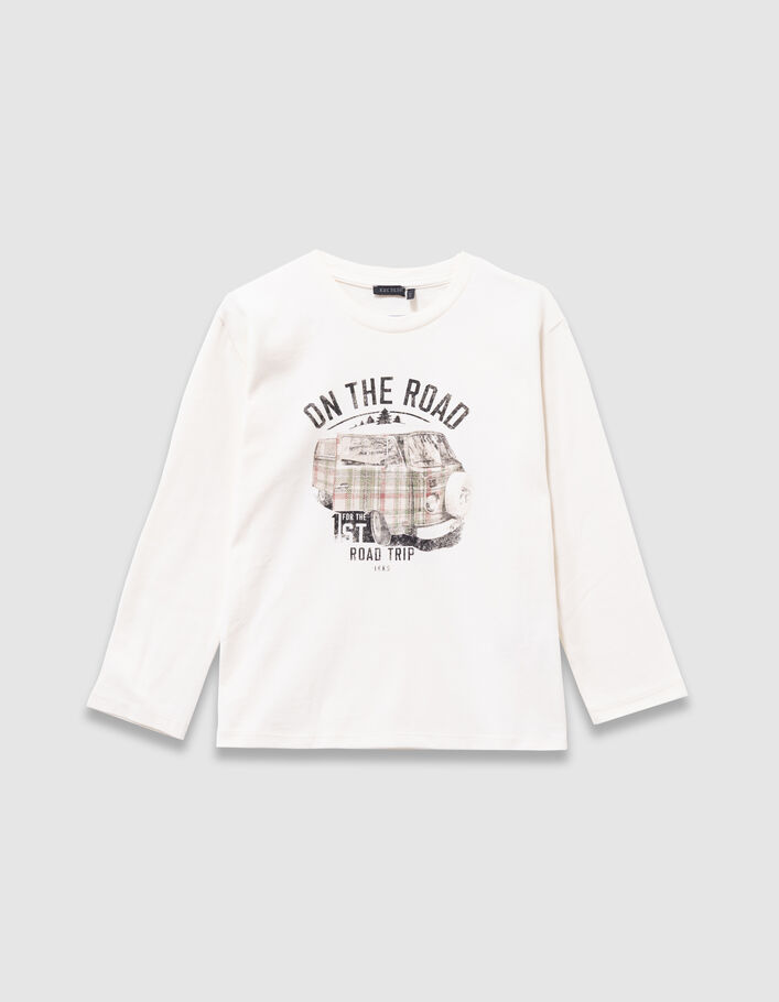 T-shirt blanc coton bio visuel van imprim&eacute; gar&ccedil;on