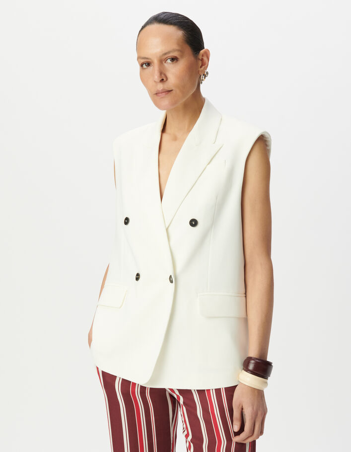 Veste de tailleur blanche polyester recycl&eacute; Femme
