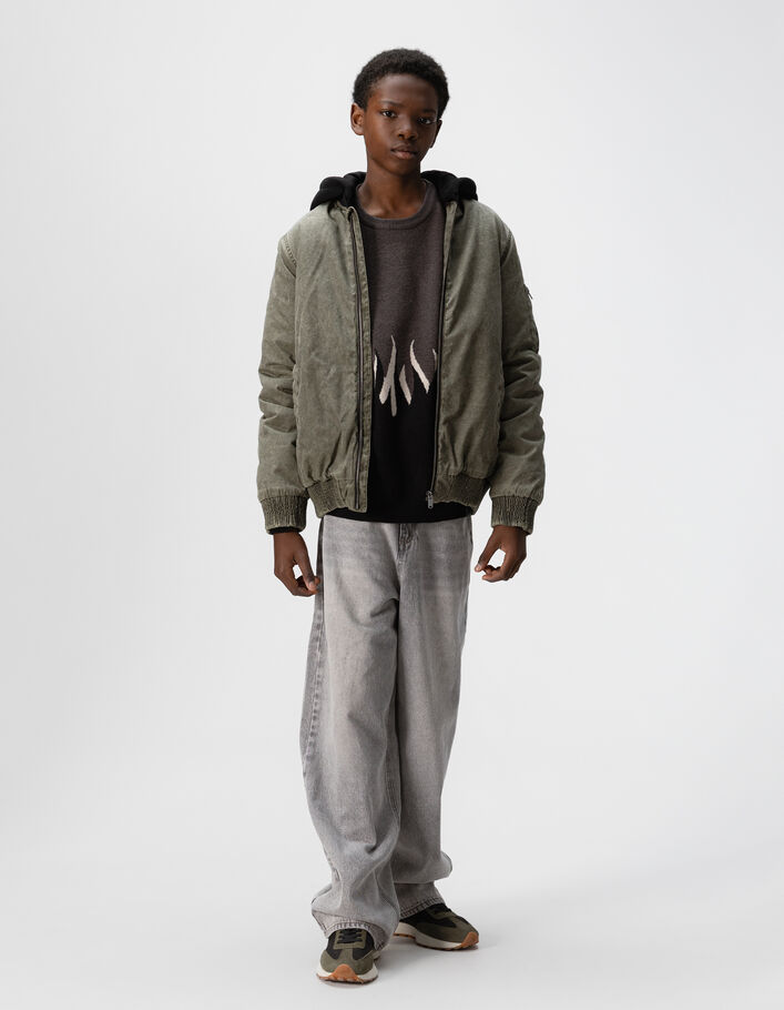 Blouson blomber kaki capuche amovible gar&ccedil;on