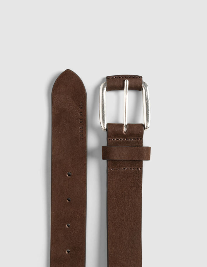Ceinture marron cuir velours Homme