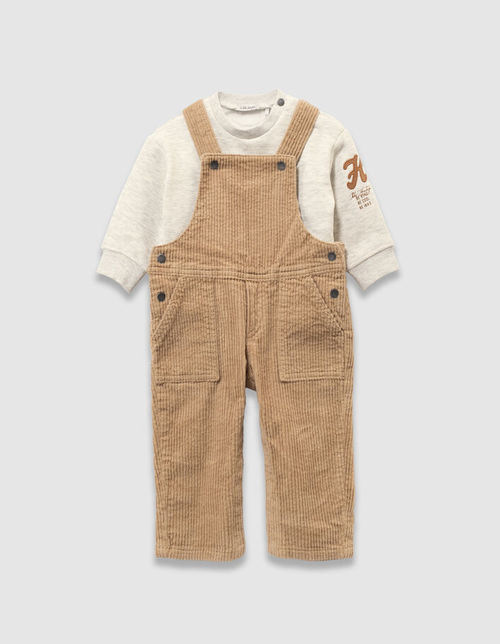 Ensemble sweat et salopette velours c&ocirc;tel&eacute; b&eacute;b&eacute; gar&ccedil;on