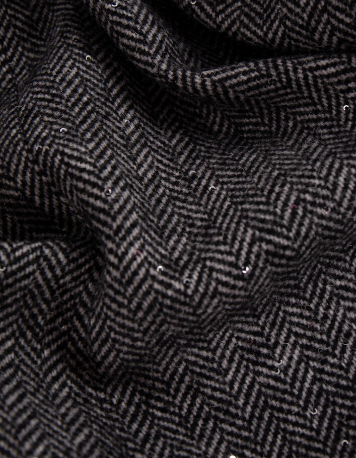 Manteau gris motif chevrons brod&eacute; sequins Femme