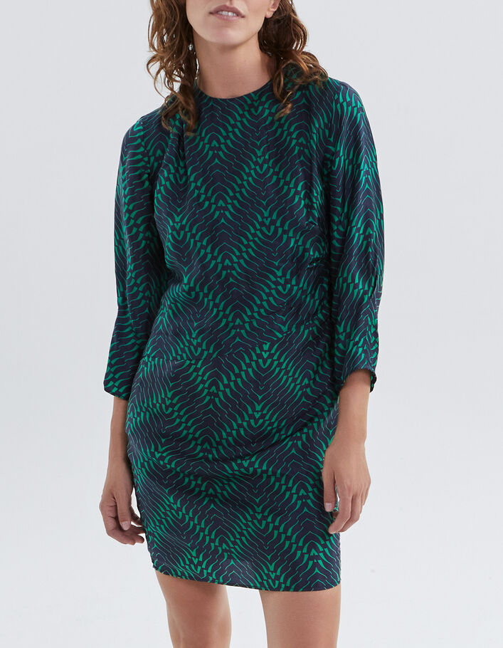 Robe marine &agrave; imprim&eacute; g&eacute;om&eacute;trique Femme