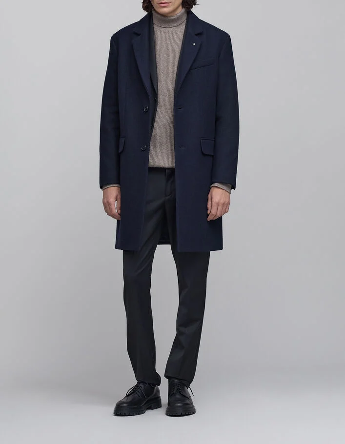 Manteau long marine lainage Homme