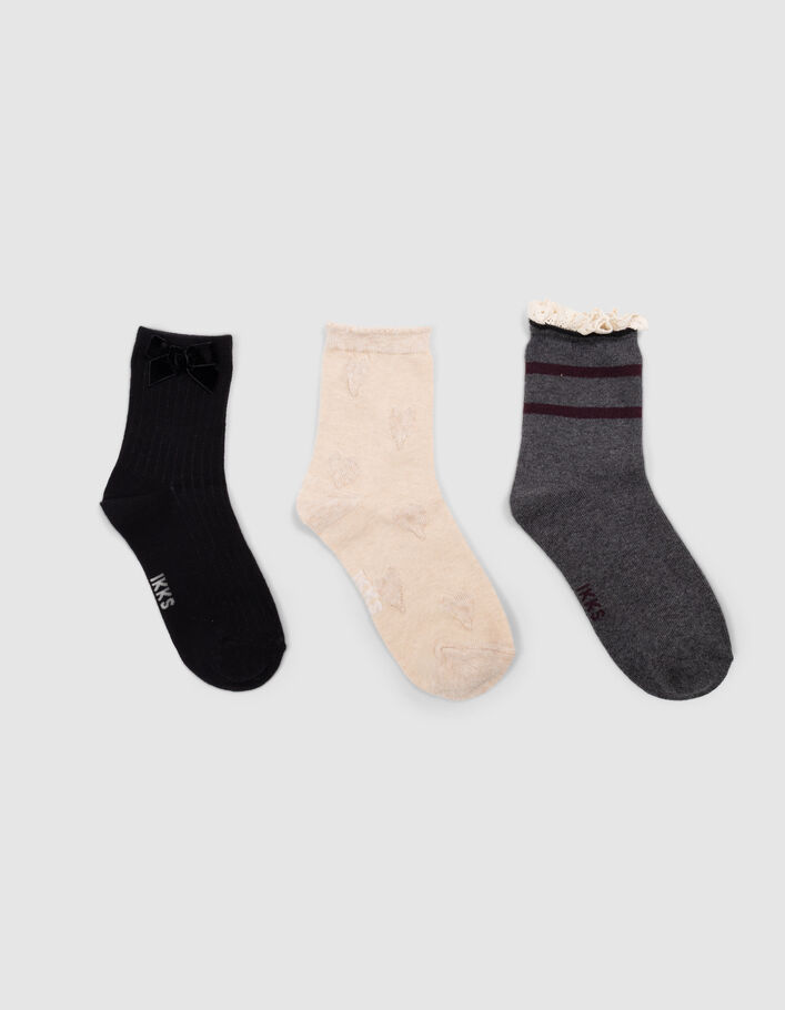 Chaussettes beiges, noires, grises fille