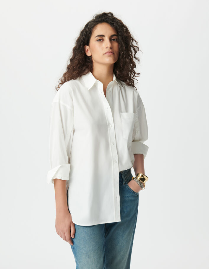 Chemise manches longues blanche oversize Femme
